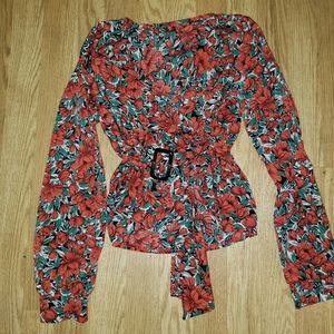 Asymmetrical floral blouse